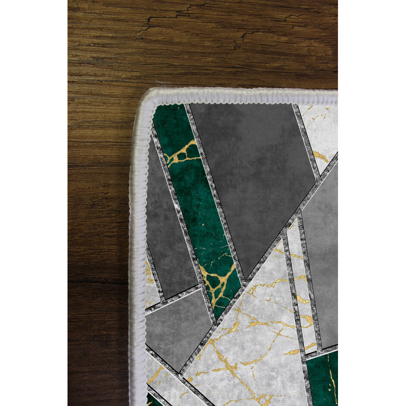 Tapis élégant, gris, 4,6 x 7,2 pieds | 100% polyester, 650 g / m² | Pois antibactérien, écologique et antidérapant en PVC | Lavable à la machine, imprimé numérique, parfait pour le salon et la chambre à coucher