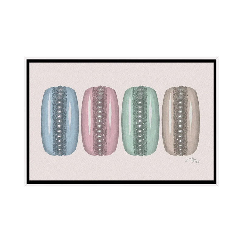 Macaron Party - reproduction d'art murale - toile encadrée, 60 po x 40 po, Toile avec cadre, Blanc