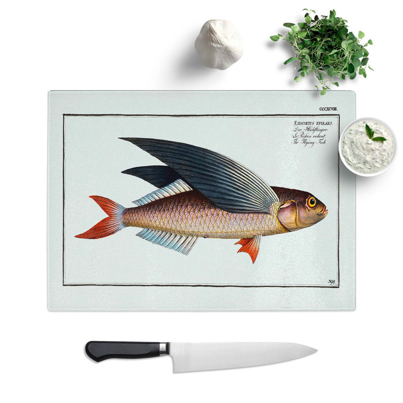 Tempered Glass a Flying-Fish Chopping Board, 39 cm W x 28.5 cm L