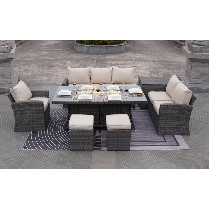 Ensemble de conversation pour 8 personnes avec coussins Roam Wicker / Rattan