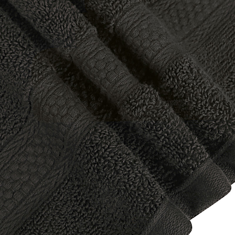 Bywood - A1HC Premium Wash Cloth Set Ultra Soft Quick Dry Washcloth Set, 12 Piece Set, Black Onyx