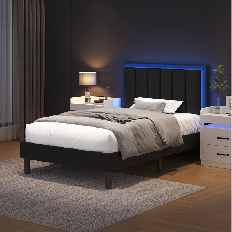 Upholstered Bed, 90x190, Black