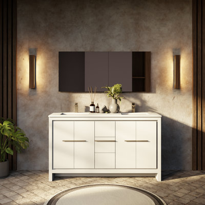 Lafarre 60 in W x 20 in D Double Bath Vanity and Gun Metal Faucet Set