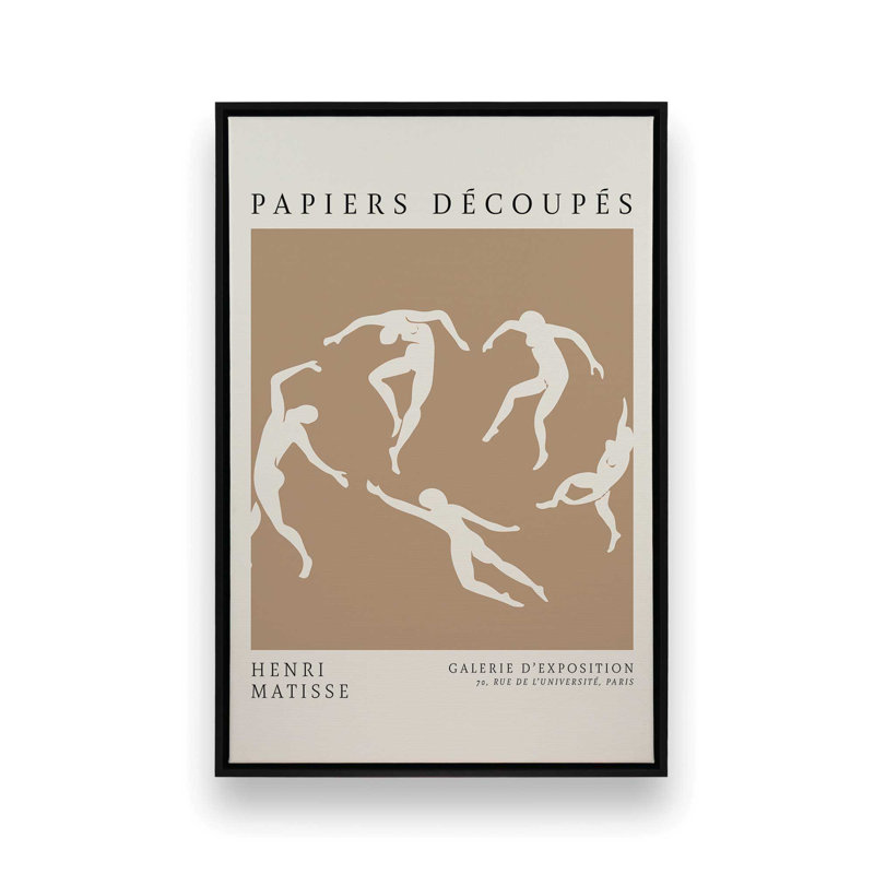 La danse en brun clair de Matisse, Cadre flottant noir satiné, H 18,75 po x l 12,75 po x P 1,75 po