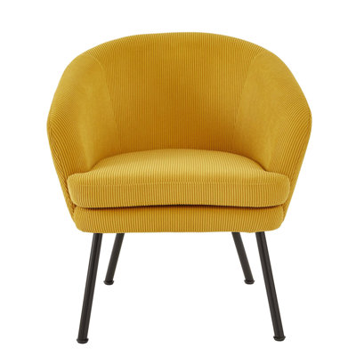 Chaise d'appoint moderne en velours côtelé avec pieds en métal élégants, conception confortable en baril pour le salon