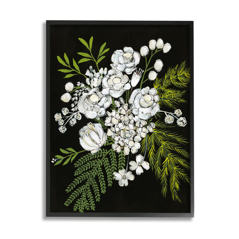 «Contrast Flower Blossoms Arrangement» par Regina Moore - impression sur bois, Giclée encadrée noir minuit