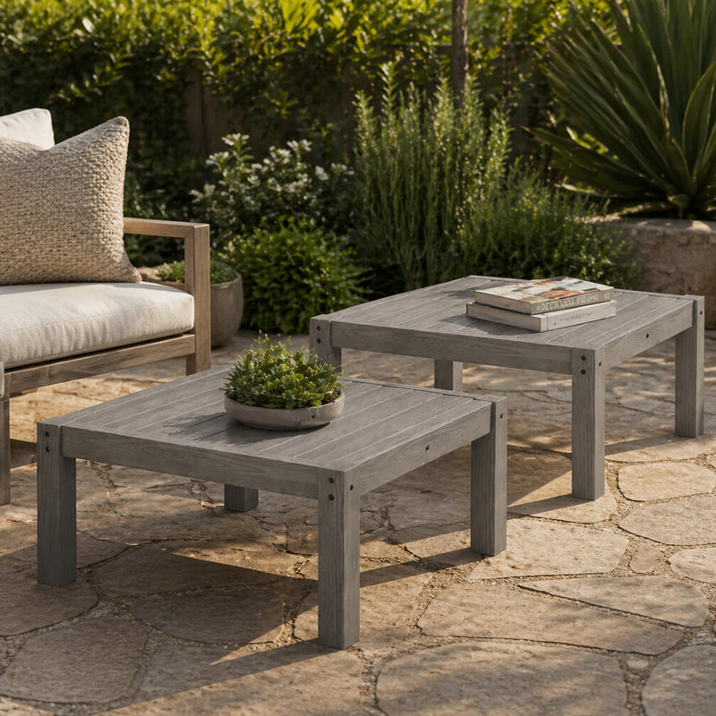 Square Outdoor Side Table , 27.4" In. W 13" In.h, Gray(Set Of 2), Gray