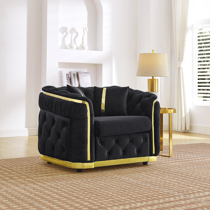 Canapé Chesterfield 40,6 pouces Mid Century, Noir