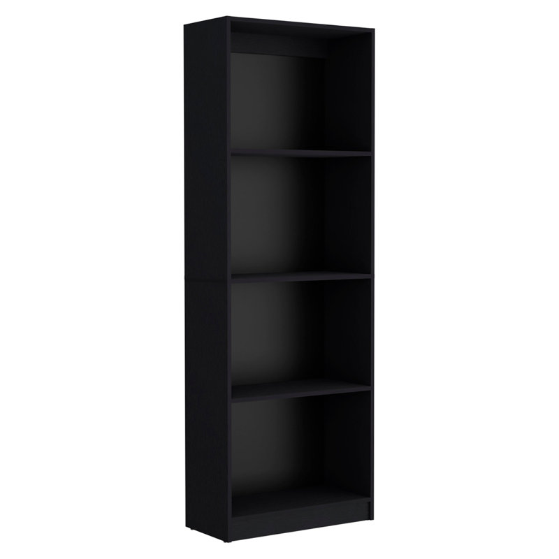 Bibliothèque maison avec présentoir moderne à 4 tablettes pour livres et décoration, Noir