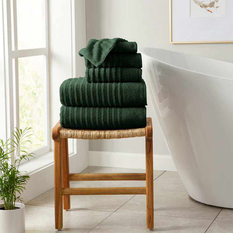 Serviettes de bain 100% coton à nervures zéro torsion , Dune, Ensemble 6 serviettes de bain