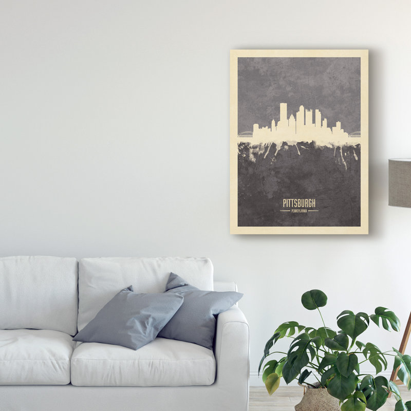 « pittsburgh pennsylvanie horizon gray », impression sur toile tendue, H 32 po x l 24 po x P 2 po