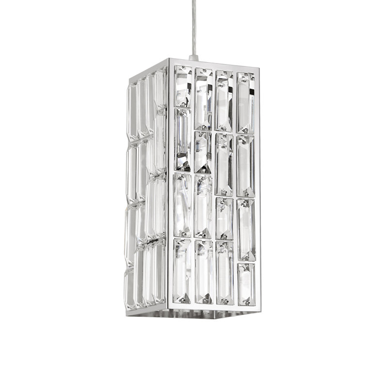 Wannanup 1 - Light Crystal Single Pendant Light Modern Metal Luxury Chandeliers, Chrome