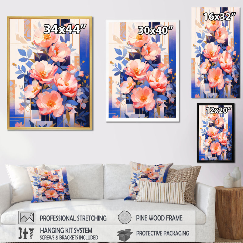 Pivoines, charme serein sur toile, H 32 po x l 24 po x P 1 po, Toile tendue