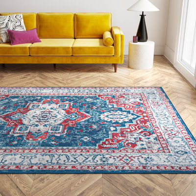 Tapis bleu marine / rouge Aurich 851