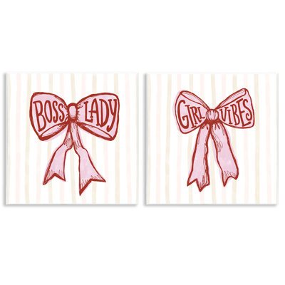 Ensemble de 2 plaques murales Boss Lady Girl Vibes Ribbons, design par Connie Summers