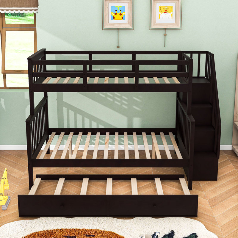 Lit superposé standard avec lit gigogne Hade de Harriet Bee, Twin Over Full, Espresso