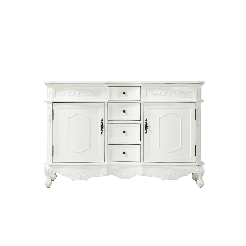 Meuble-lavabo double 54 po blanc antique, Blanc antique