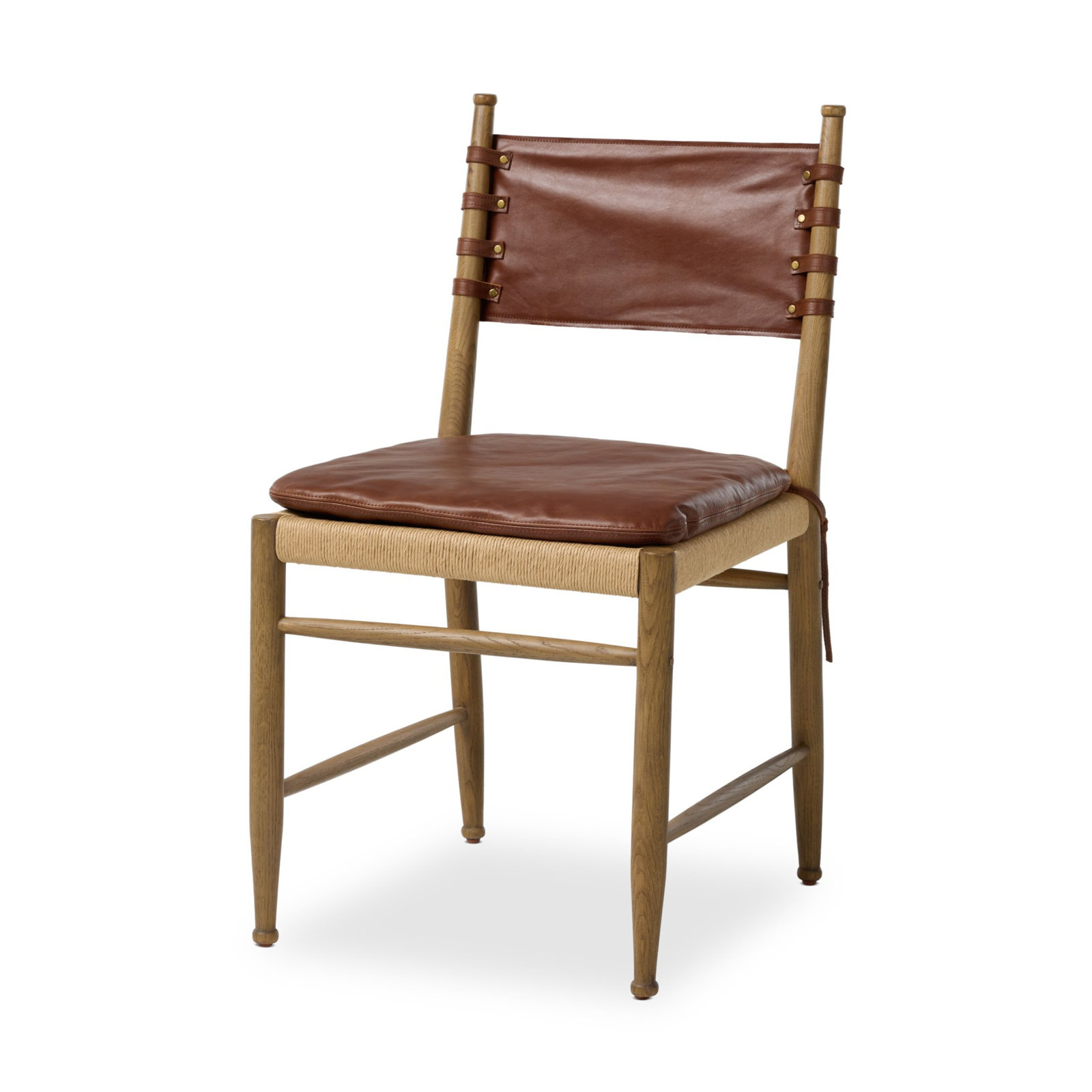Brielle 21.52'' H Genuine Leather Upholstered Oak Side Chair