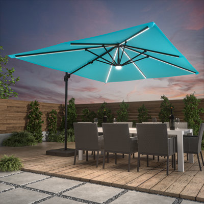Sayla 138'' x 108'' Rectangular Lighted Cantilever Umbrella