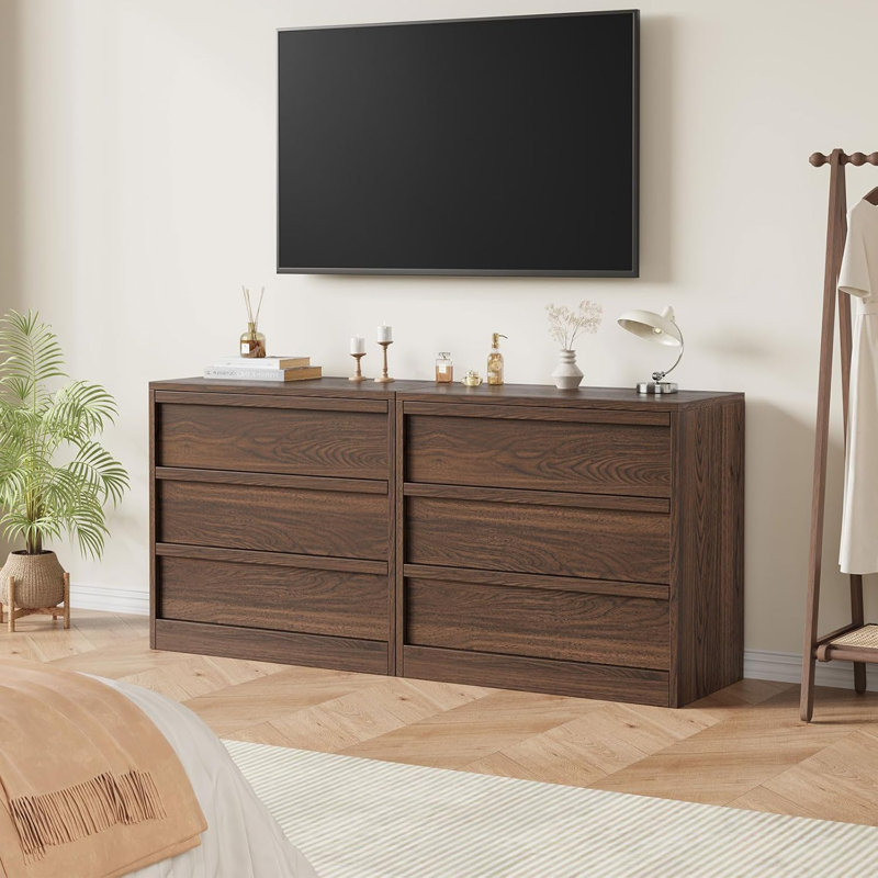 3-Drawer Nightstand, Modern Wooden End Table with Large Storage Drawers and Anti-Tip Device, Small Bedside or Sofa Table for Bedroom & Living Room