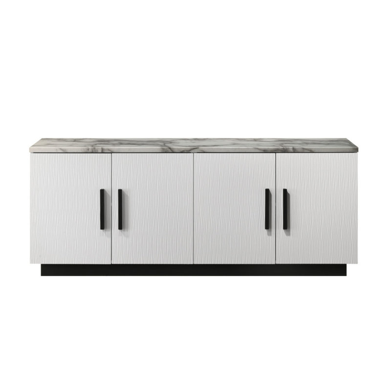 Console blanche l 63 po avec plateau en faux marbre Reine