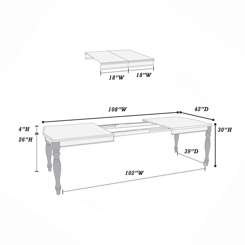 Table de salle à manger 1Pc avec 2 feuilles