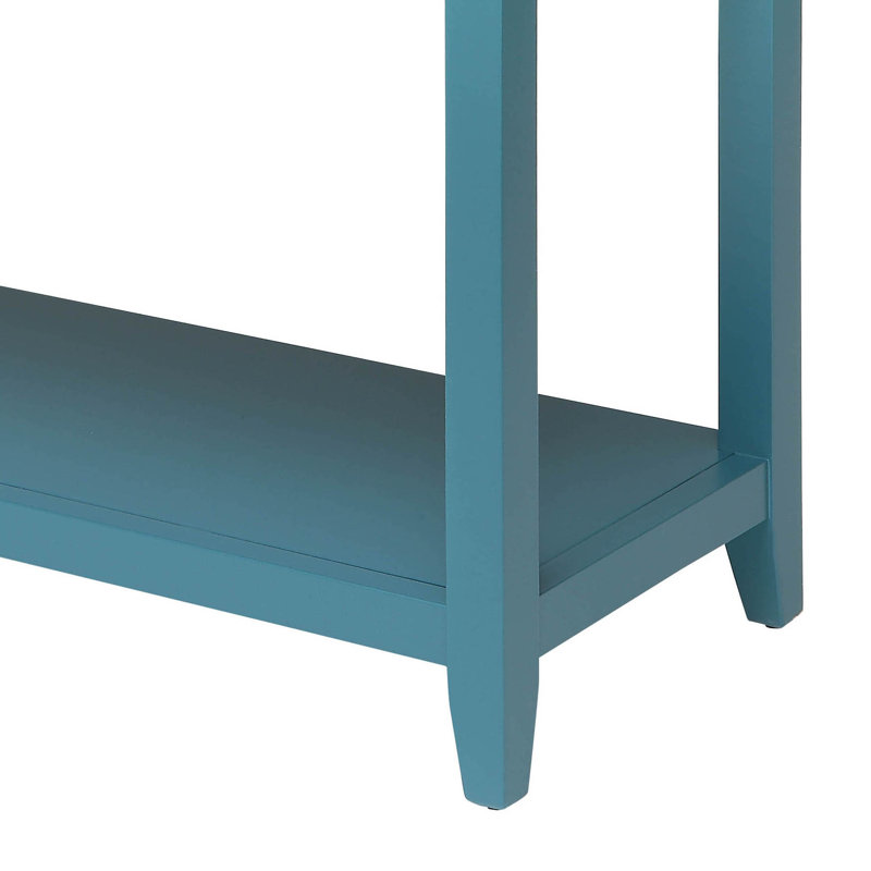 Console rectangulaire à 2 tiroirs avec tablette inférieure Lakendra, Sarcelle, H 28 po x l 44 po x P 16 po