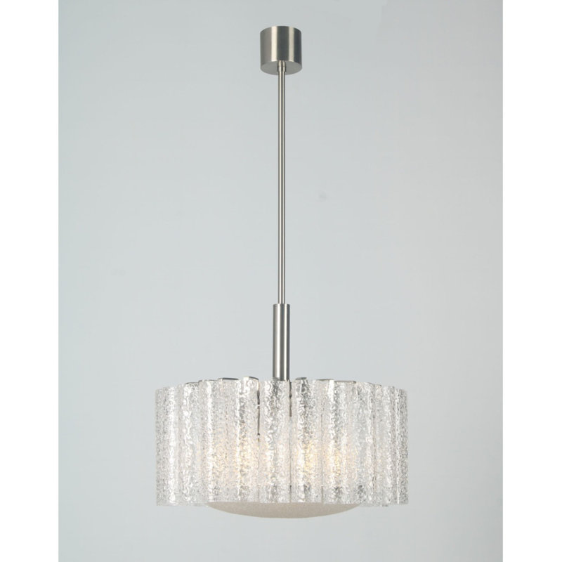 Lustre vénitien, Verre lisse transparent, H 8 po x l 18 po x P 18 po, Argent antique