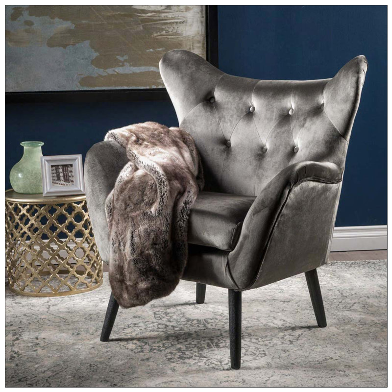 Fauteuil capitonné à oreilles, Gris