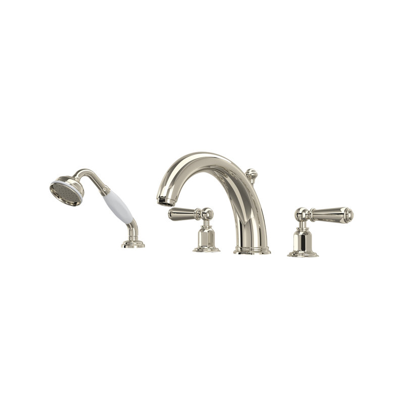 Edwardian™ 4-Hole Deck Mount Tub Filler, Polished Nickel, Lever Handle