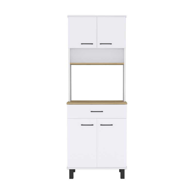 Latinne 160cm Kitchen Pantry, White/Macadamia