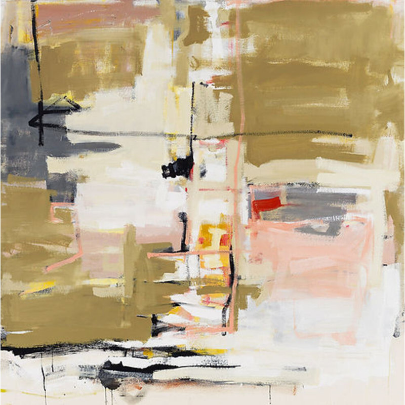 Olive Instersect Painting, Black Framed