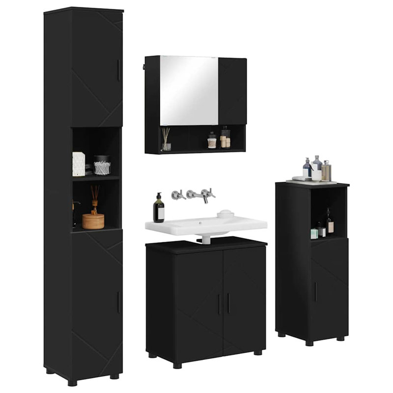 Bathroom Storage Furniture Set, Black