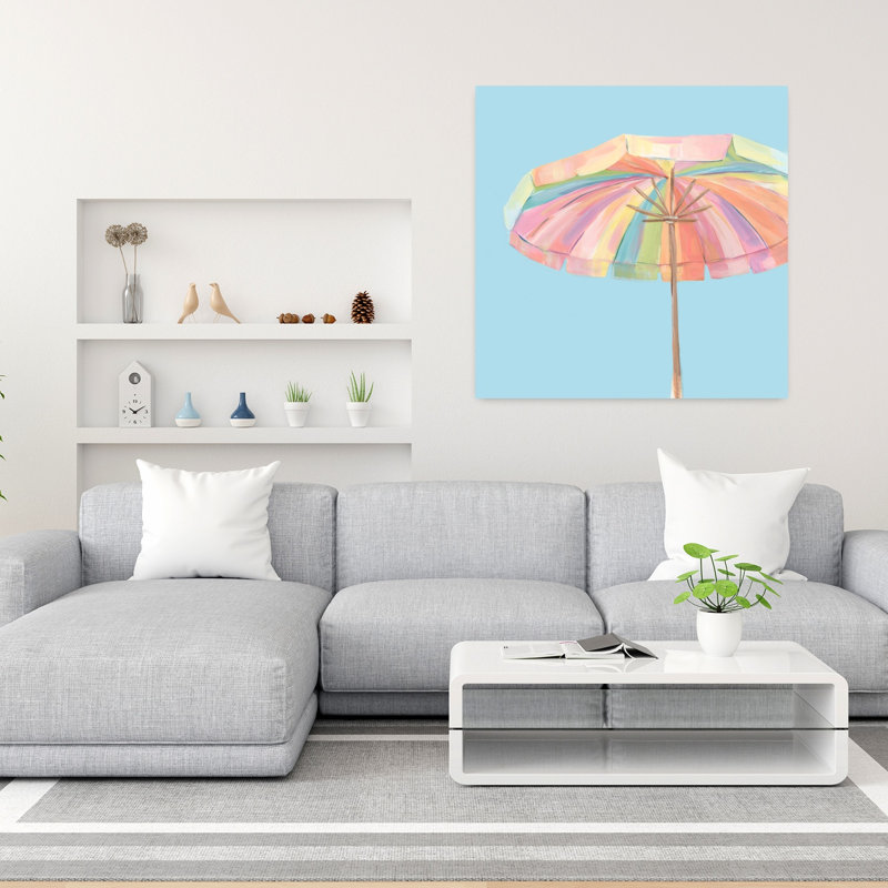 Art mural coloré de parasol de plage coloré contre le ciel, H 36 po x l 36 po