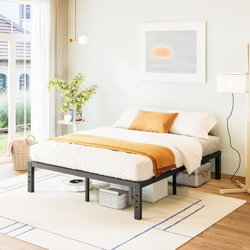 Black Heavy Duty Metal Queen Platform Bed Frame