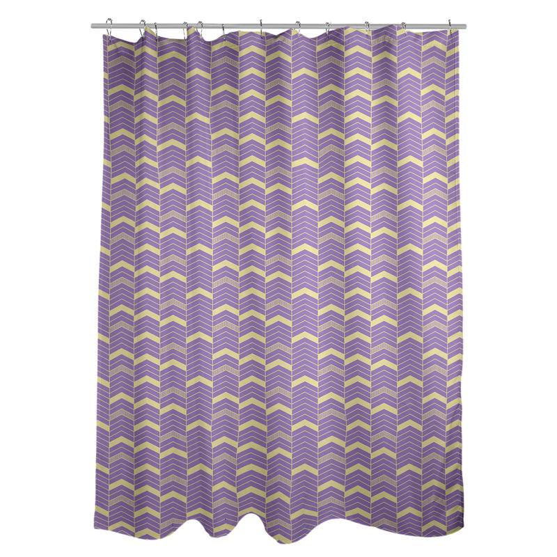 Rideau de douche simple à chevrons, Mauve / Jaune