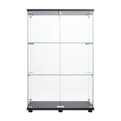 Vitrine à deux portes avec 3 tablettes, noir