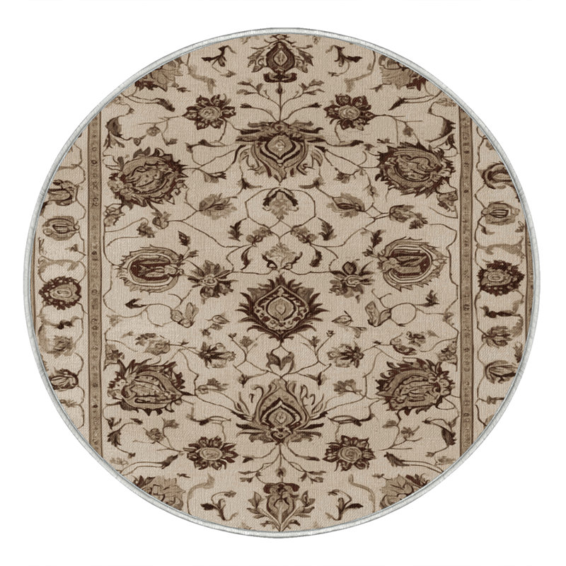 Machine Washable Persian Beige Area Rug, Round 3'