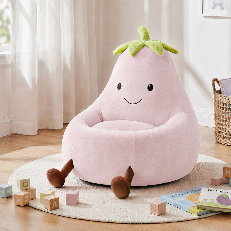 Fauteuil à billes avec aubergine Kannon, H 21,65 po x l 23,62 po x P 24,4 po, Polyester rose