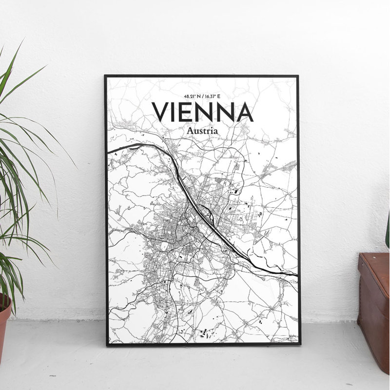 Vienna City Map - No Frame Print, 91.4cm H x 61cm W x 0.13cm D