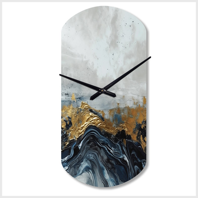Horloge murale en métal gris or moderne abstrait abstrait contemporain III, Petit