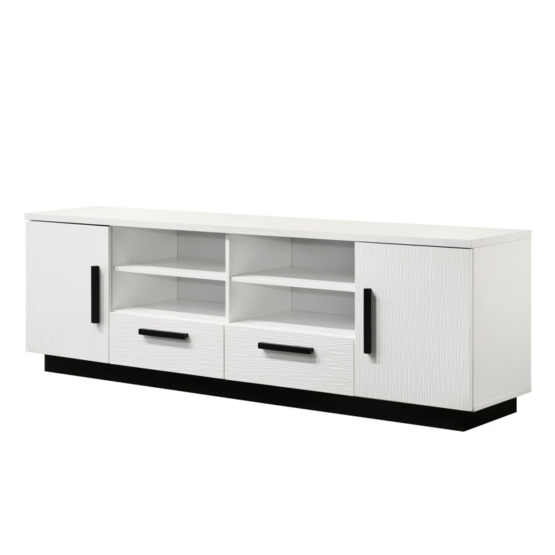 Meuble télé blanc de 70,5 po - Tiroirs et armoires pour une armoire de rangement moderne et élégante