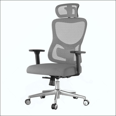 Chaise de bureau ergonomique, chaise de bureau en filet avec support lombaire réglable et appui-tête, chaise d'ordinateur confortable avec fauteuil pivotant inclinable à accoudoirs 3D pour la maison, le bureau, la salle d'étude