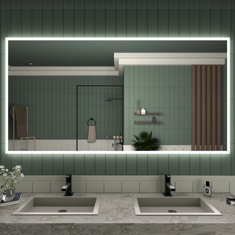  36 H x 72 W Frameless LED Vanity Mirror with Defogger, Adjustable Color Temperature, Touch Control & Horizontal/Vertical Mounting