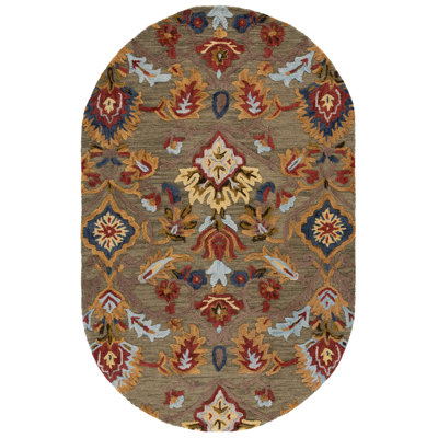 Tansy Green Multi Handmade Wool Floral Rug