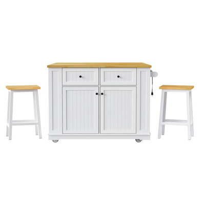 Kitchen Island with 2 Bar Stools