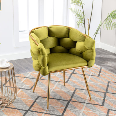 Chaise d'appoint en velours avec éléments ornés - Olive 2 pièces