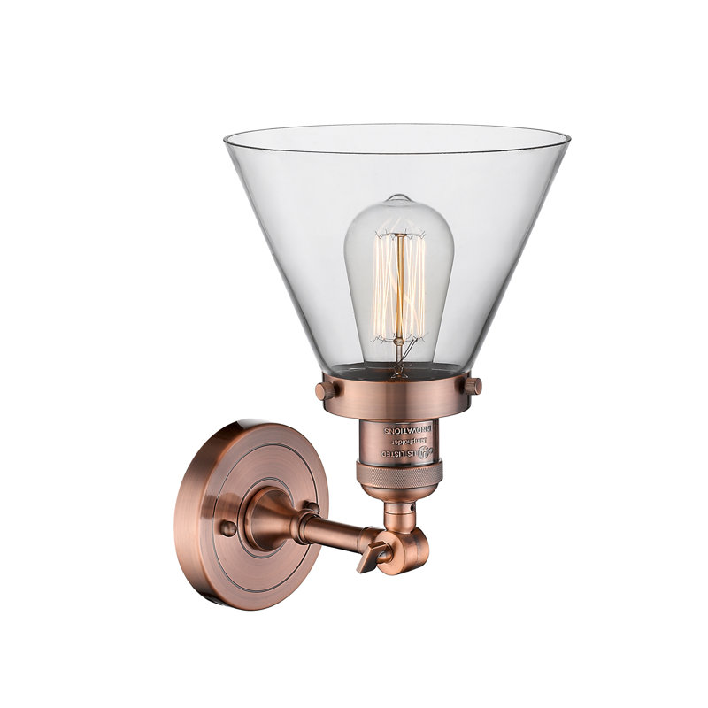 Milazzo Glass Semi Flush Mount, Clear, 13.5" H x 7.75" W x 7.75" D, Antique Copper