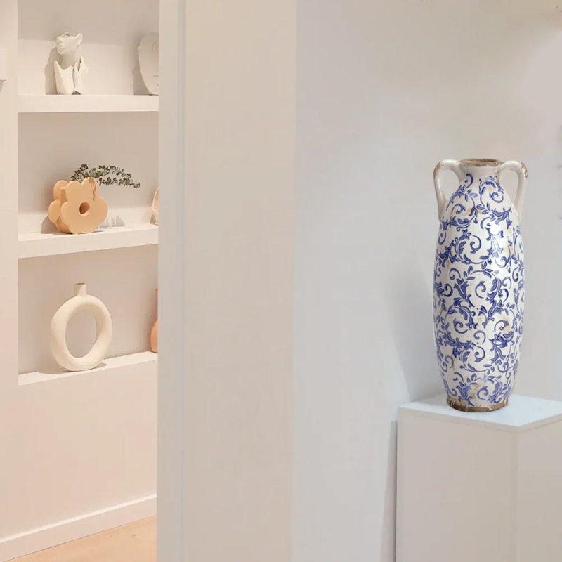 Grands vases décoratifs en céramique, Toile, Bleu / blanc