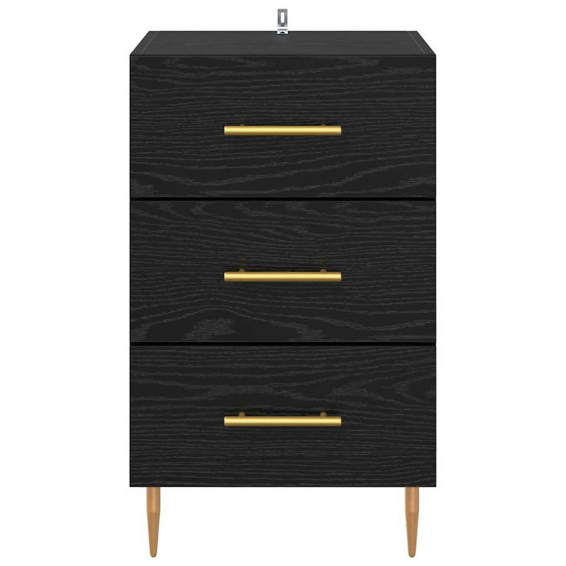 40cm W Manufactured Wood Bedside Table, Black